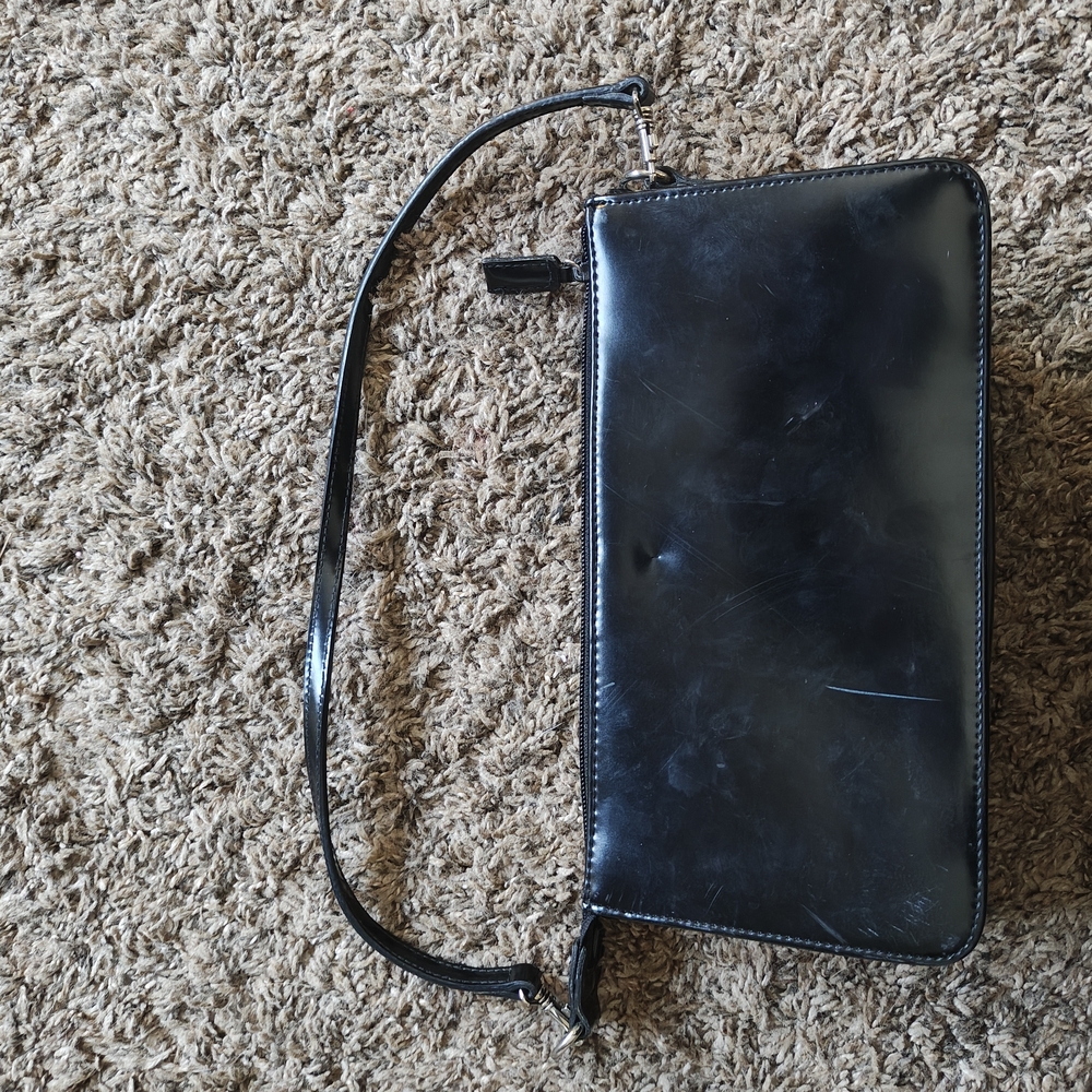 Kate Spade Black Patent Leather Shoulder Bag Clutch - Picture 2 of 4